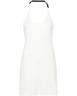 Courreges Stretch Cotton Fitted Mini Dress - White
