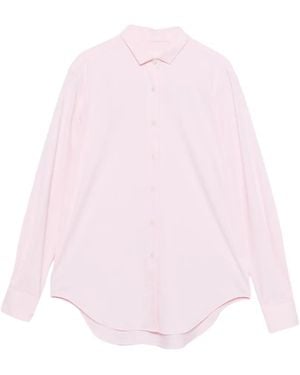 Xacus Giselle Curved-Hem Long-Sleeve Shirt - Pink