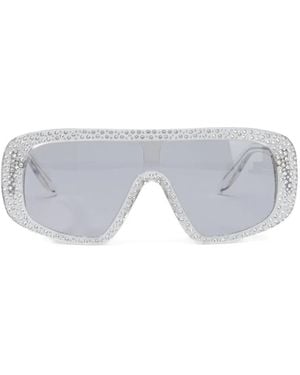Pinko Mask Crystal-Embellished Sunglasses - White