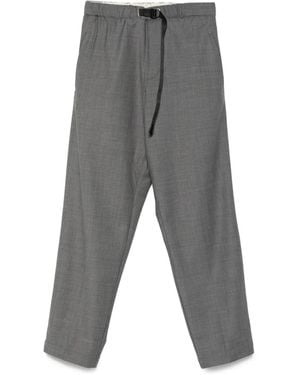 White Sand Drawstring-Fastening Trousers - Grey