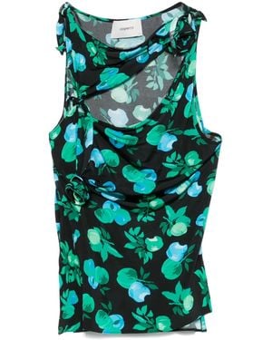 Coperni Flower Asymmetric Top - Green