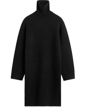TOTEME Ribgebreide Mini-Jurk Met Col - Zwart