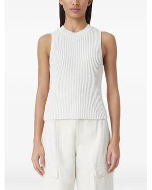 Closed Ribbed-Knit Top - White