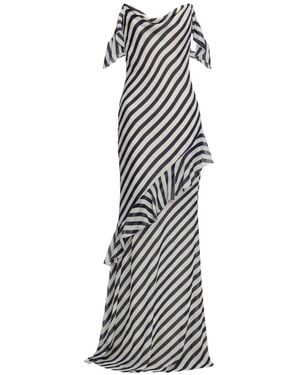 Self-Portrait Stripe Georgette Maxi Dress - White