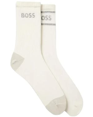 BOSS Ribbed Socks (Set Of Two) - White