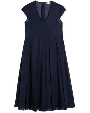 Jil Sander Pleated-Skirt Cotton Dress - Blue