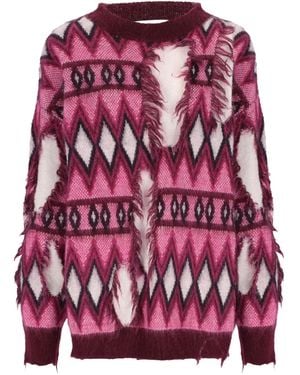 Laneus Pullover Mit Fransen - Rot