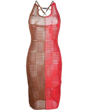 ANDERSSON BELL Two-Tone Open-Knit Dress - Red