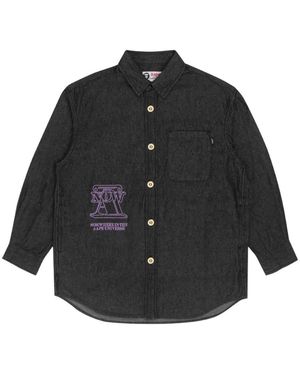 Aape By A Bathing Ape Logo-Embroidered Button-Down Cotton Shirt - Black