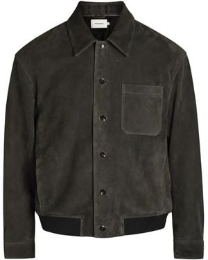 FRAME Pocket Suede Bomber Jacket - Black