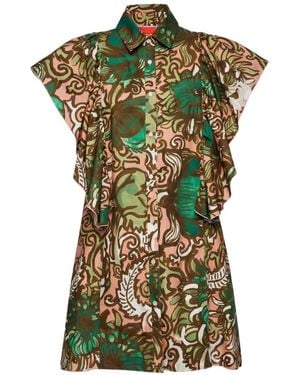 La DoubleJ Robe Courte Scooter À Volants En Coton - Vert
