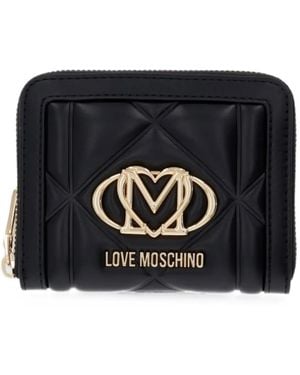 Love Moschino Quilted Logo-Plaque Wallet - Black