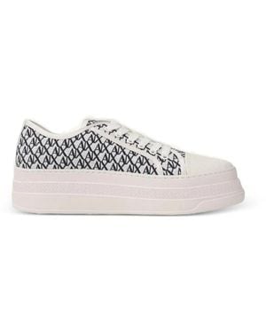 ARMANI EXCHANGE Ax Monogram-Print Flatform Sneakers - White
