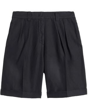 Aspesi Pleated Turn-Up Shorts - Blue