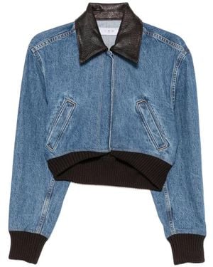 IRO Cropped Contrast-Collar Jacket - Blue
