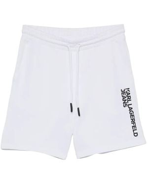 KARL LAGERFELD Logo-Print Drawstring Shorts - White