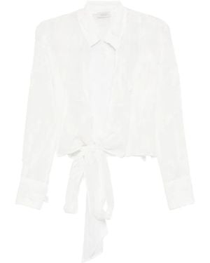 Mazzarelli Tie-Front Blouse - White