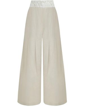 Lethicia Bronstein Lace-Insert Pleated Trousers - White