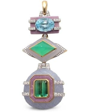 David Webb Totem Aquamarine And Diamond Pendant - White
