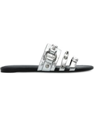 Balenciaga Buckle-Detail Slides - White