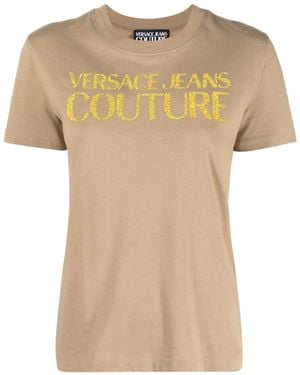 Versace Jeans Couture Logo-Print Cotton T-Shirt - Natural