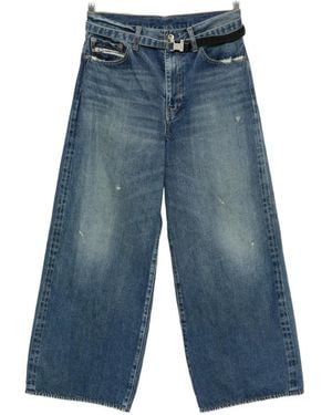 Sacai Distressed Wide-Leg Jeans - Blue