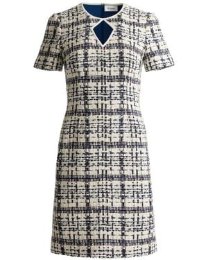 St. John Tweed Short Sleeve Mini Dress - White