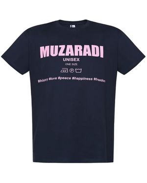 Muzaradi Logo-Print Cotton T-Shirt - Blue