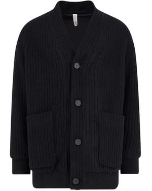 Hevò Cimino Patch-Pocket Ribbed Coat - Black