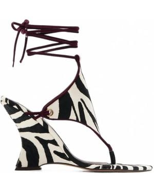 Naked Wolfe Rampage Zebra-Print Sandals - White