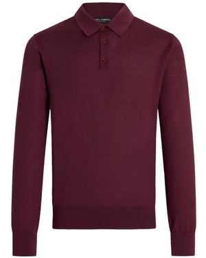 Dolce & Gabbana Knit Cashmere Polo Shirt - Purple