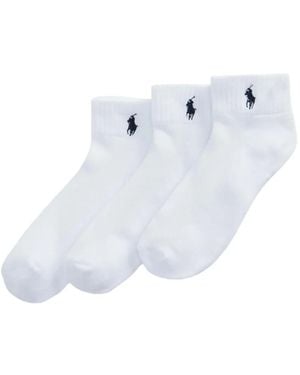 Polo Ralph Lauren Ribbed Logo-Embroidered Socks - White