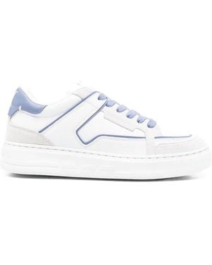 Emporio Armani Lace-Up Leather Trainers - White