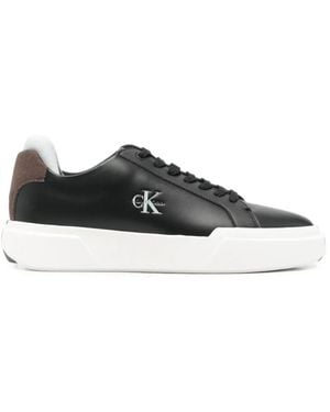 Calvin Klein Chunky Cupsole Logo-Plaque Leather Sneakers - White