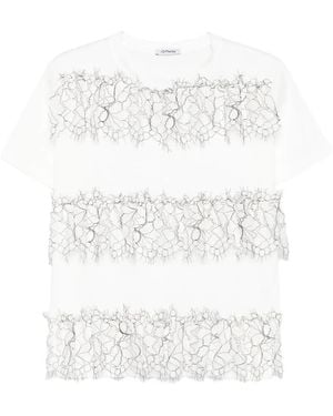 Parlor Lace-Banded Cotton T-Shirt - White