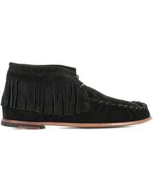 Alexander Hotto Fringed Suede Ankle Boots - Black