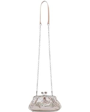Weekend by Maxmara Crystal-Embellished Leather Clutch Bag - White