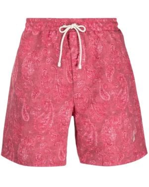 Brunello Cucinelli Paisley-Print Swim Shorts - Red