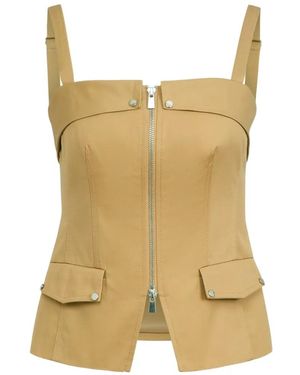 Toccin Jayden Front-Zip Cotton Top - Natural