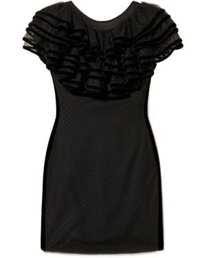 Twinset Ruffled-Detail Tulle Dress - Black