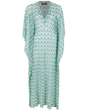 Missoni Robe En Maille À Motif Zig-Zag - Green