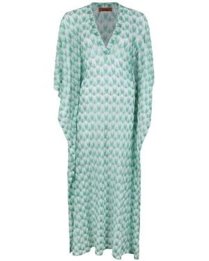 Missoni Zigzag-Knit V-Neck Dress - Green