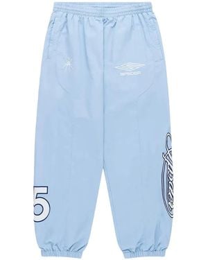 Sp5der Script Warm Up Logo-Embroidered Track Pants - Blue