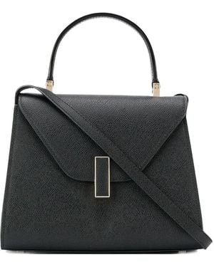 Valextra Small Leather-coated Clasp Tote Bag - Black