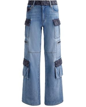 Alice + Olivia Cay Cargo Jeans Met Tweed Vlak - Blauw