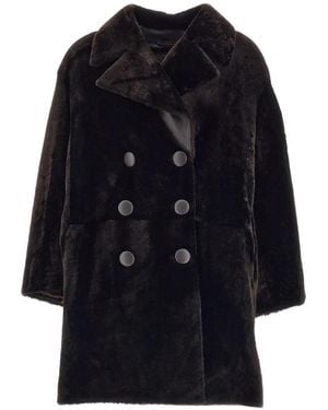 DESA NINETEENSEVENTYTWO Double-Breasted Shearling Coat - Blue