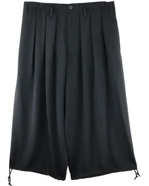 Yohji Yamamoto Pleated Drop-Crotch Shorts - Black