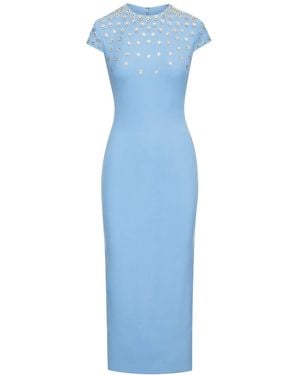 Oscar de la Renta Crystal-Embellished Midi Dress - Blue