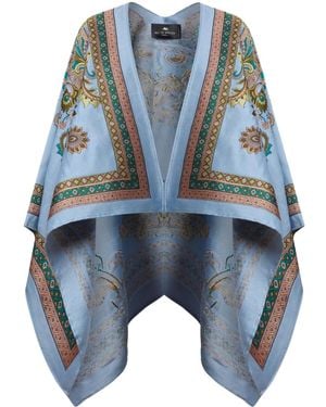 Etro Cape Aus Jacquard-Fil-Coupé, Damen - Blau