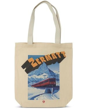 VIETTI MERCHANDISE Zermatt Tote Bag Mit Zug-Print - Blau